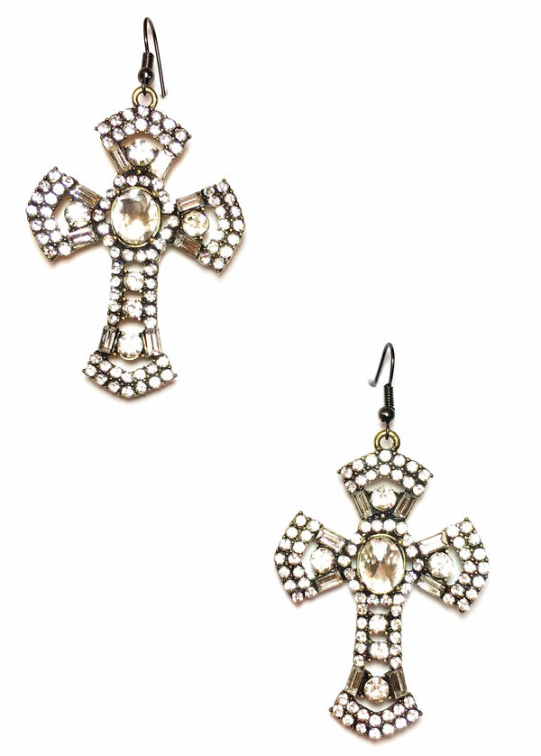 Bling Cross Earrings