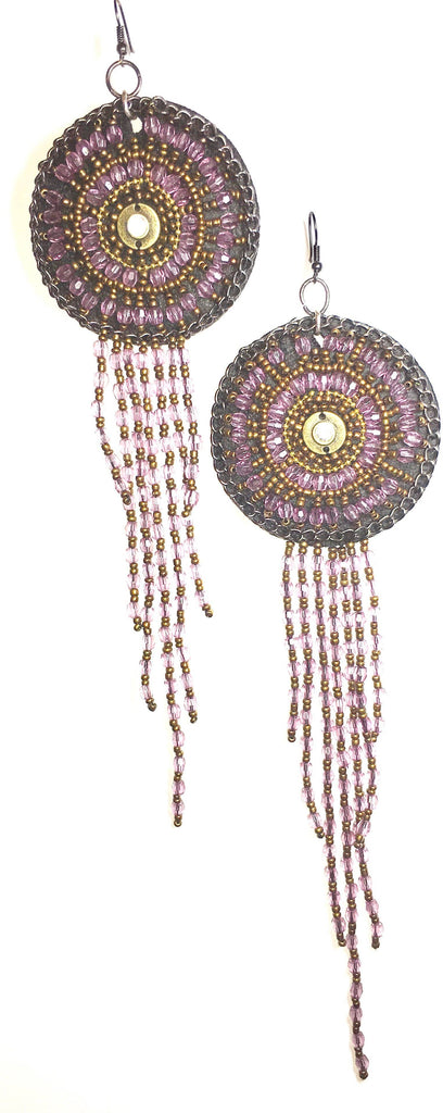 Purple Dreamcatcher Tassel Earrings