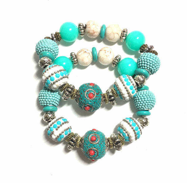 Turquoise and Caicos Stretch Bracelets